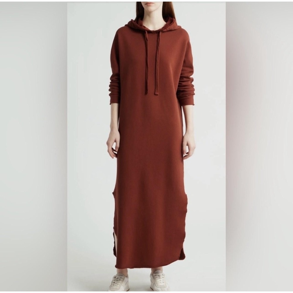 Frank & Eileen James Long Sleeve Hooded Cape Dress Redwood $328 Drawstring